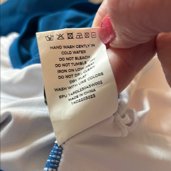 NWOT BloomChic Blue One Piece Ruffled V-Neck Swimsuit - Picture 8 of 8